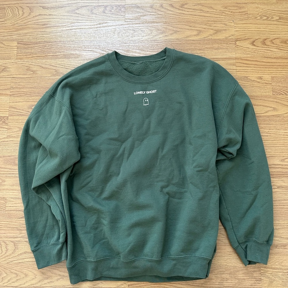 LONELY GHOST- text me when home. No tag but Size XL. Green and cream. Worn twice